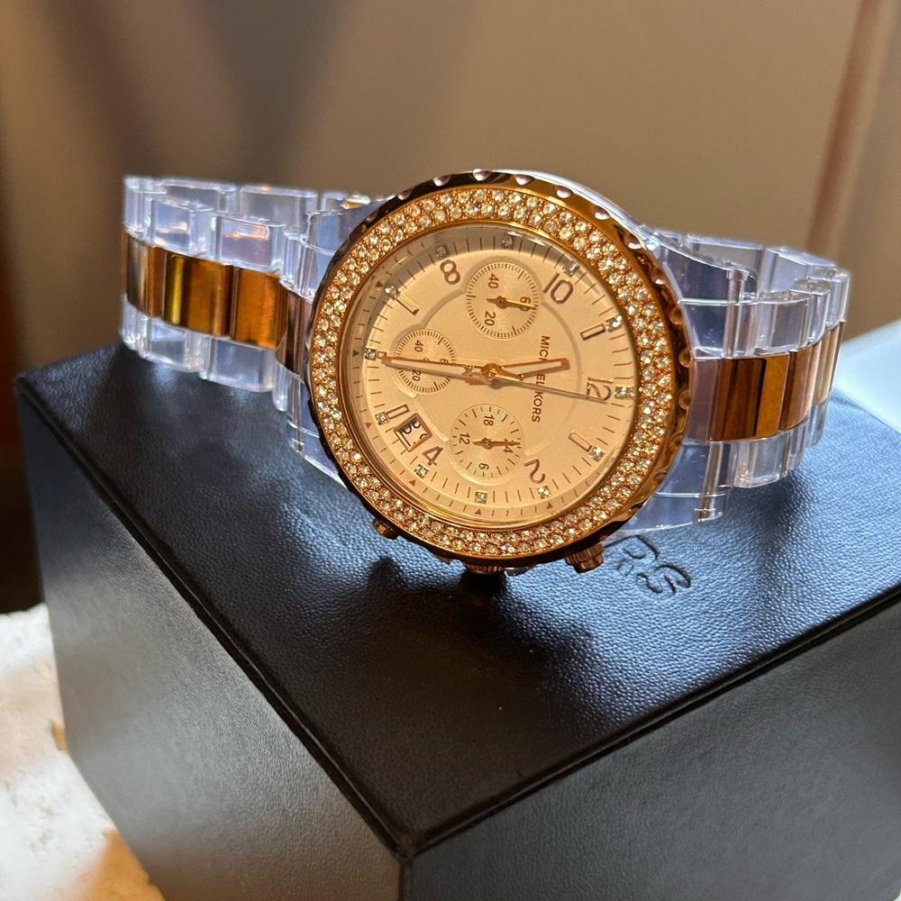 Michael Kors Chronograph Watch Rose Gold/Clear